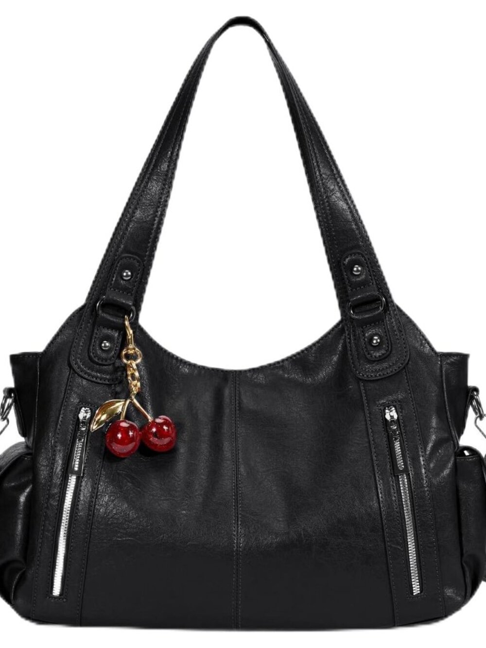 Slouchy Hobo Shoulder Bag for Women Soft Leather Purse and Handbags Punk Style T